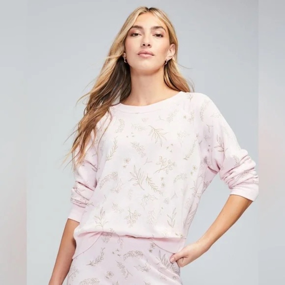 Wildfox Pink Mistletoe‎ Sommers Print Sweatshirt